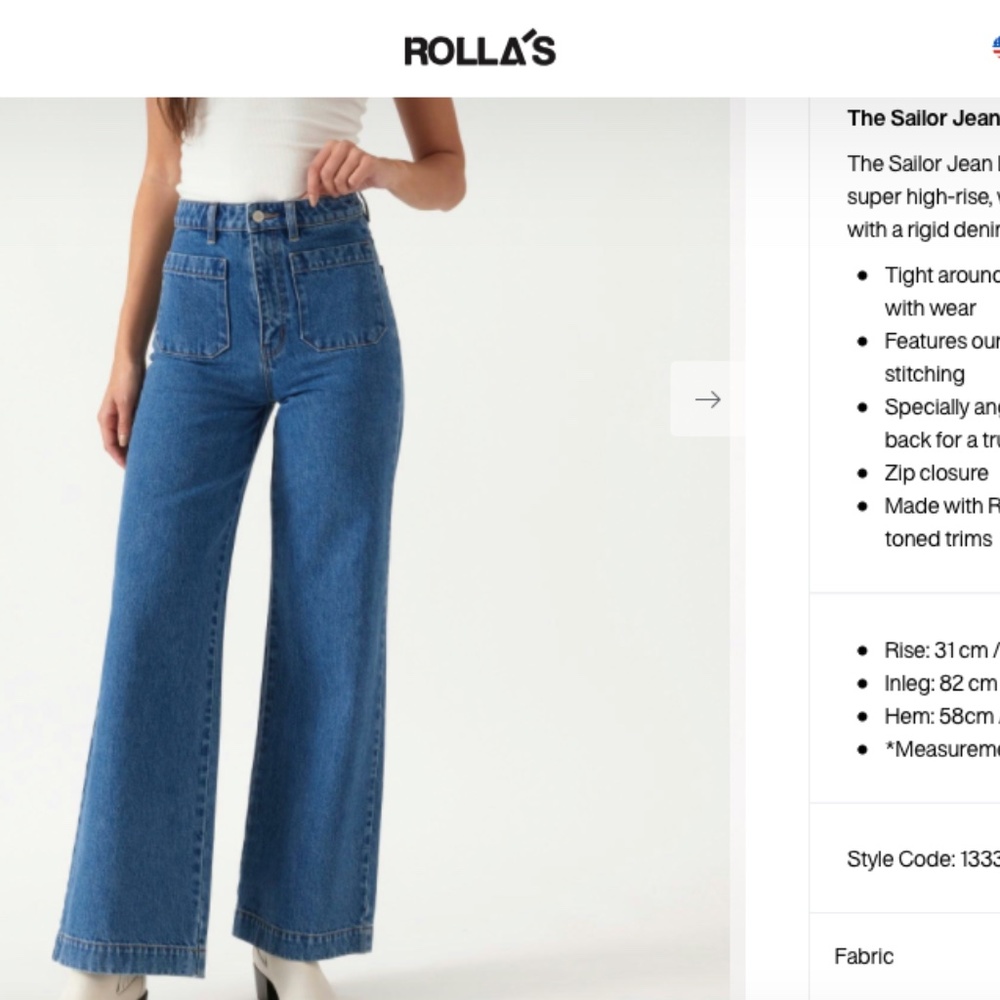 Rolla's High Rise Sailor Jean (size 25 - Ashley Blue wash)
